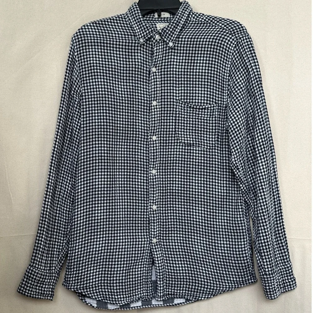 J. Crew Slim Fit Double Cloth Gingham‎ Plaid Button Down Shirt M Beach Preppy